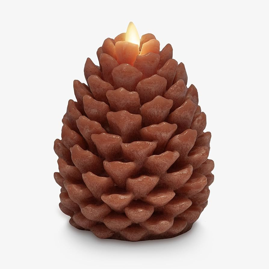 Luminara Pinecone Flameless Candle Adobe Chalky Finish Pine Cone Figural, Real Wax Unscented LED ... | Amazon (US)