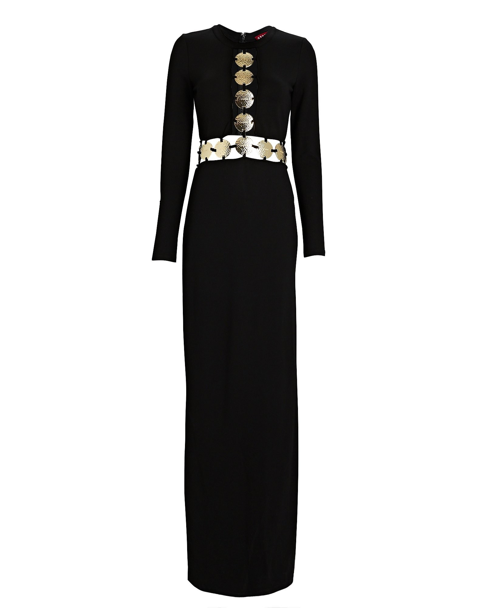 STAUD Delphine Embellished Cut-Out Maxi Dress, Black 8 | INTERMIX