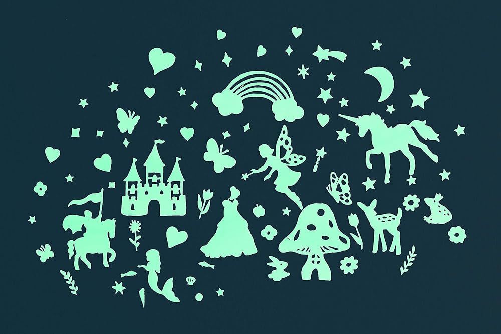 GLOPLAY Fairy Tales Series (78pcs/Pack), Glow in The Dark Educational Wall Stickers, The Eco-Friendl | Amazon (US)