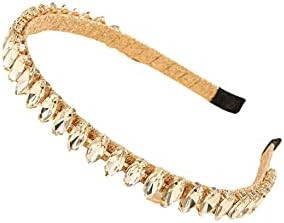 White color Gemstone Thin Hair Hoop Crystal Rhinestone Gold Tone headband goddess Daily hair acce... | Amazon (US)