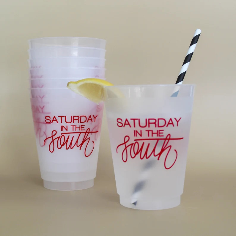 Saturday in the South Set of 8 16 Oz Frosted Shatterproof Cup College Football Tailgate Cup Ole M... | Etsy (US)