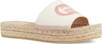 Gucci Pilar Interlocking G Embroidered Canvas Espadrille Slide Sandal | Nordstrom | Nordstrom