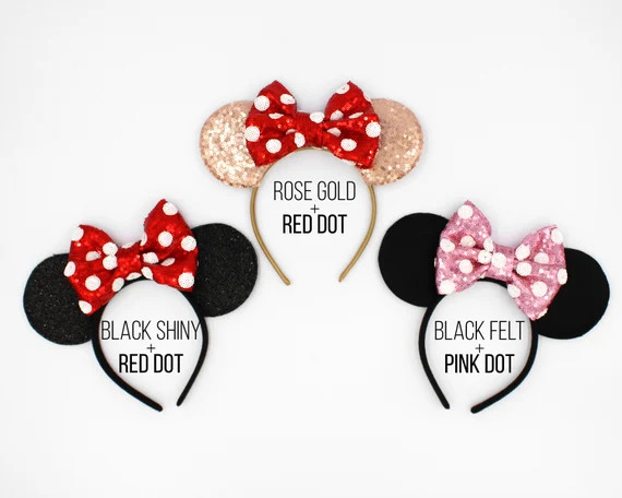 Polka Dot Mouse Ears Headband | Polka Dot Mouse Ears | Polka Dot Bow Ears | Polka Dot Headband Ea... | Etsy (US)