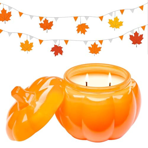 M&SENSE Pumpkin Shaped Soy Candle, 14.5-Oz 85-Hour Burn Time, Pumpkin Apple Pie Scented Candle for Fall, Halloween & Thanksgiving Candle Home Decor | Amazon (US)