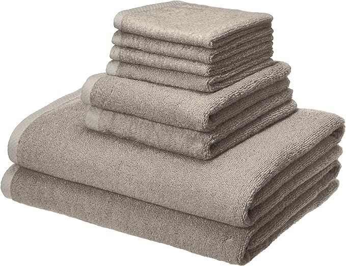 Amazon Basics Quick-Dry, Luxurious, Soft, 100% Cotton Towels, Platinum - 8-Piece Set | Amazon (US)