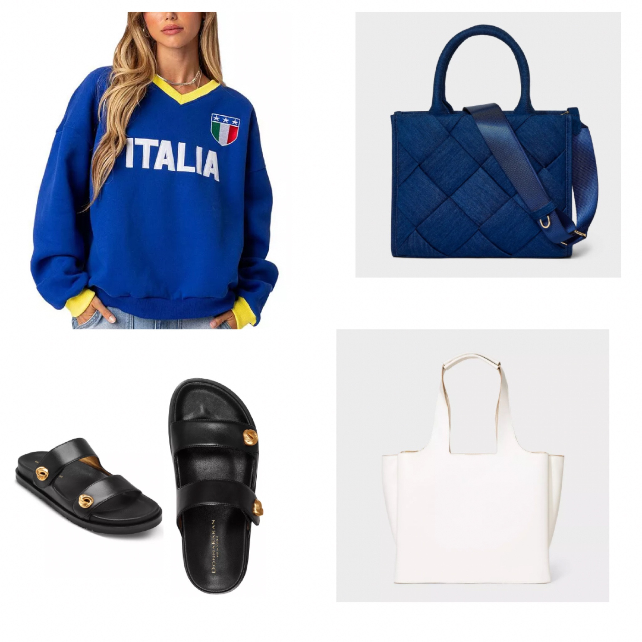 Italia sweatshirt black flats and matching handbags 

#LTKFindsUnder50 #LTKStyleTip #LTKItBag