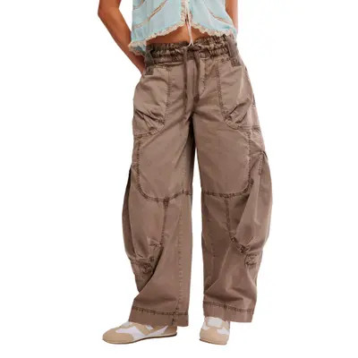 Free People Onset Cotton Twill Parachute Pants in Steel at Nordstrom, Size X-Large | Nordstrom