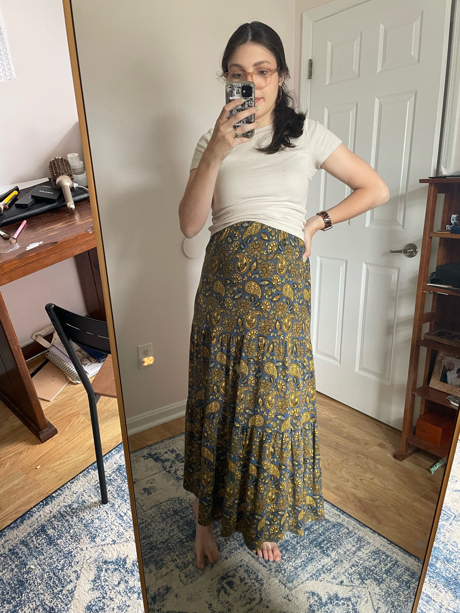 $7.99 ribbed T-shirt in beige from H&M is the basic piece saving my third tri summer wardrobe 🙏🏻 perfect with skirts or high waisted bottoms (will be wearing with jeans asap after bebe 🤌🏼) and doesn’t require a sweaty or uncomfortable strapless bra 😅

Skirt is old Boden 🥲 

maternity fashion #30weeks third tri summer outfit idea

#LTKFindsUnder50 #LTKBump #LTKStyleTip