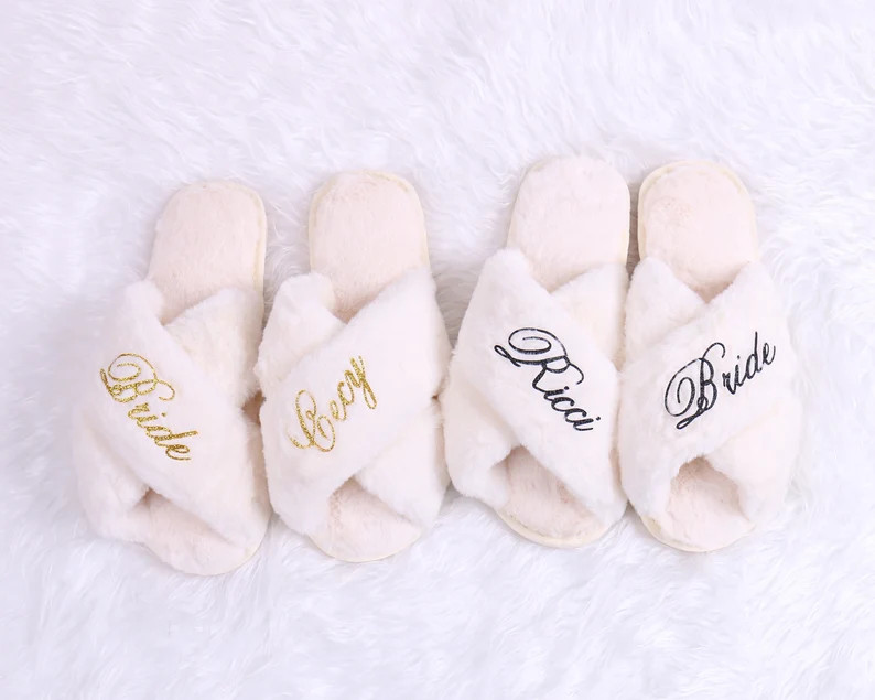 Personalized Bride Slipper Fluffy Bridesmaid Gifts Wedding | Etsy | Etsy (US)