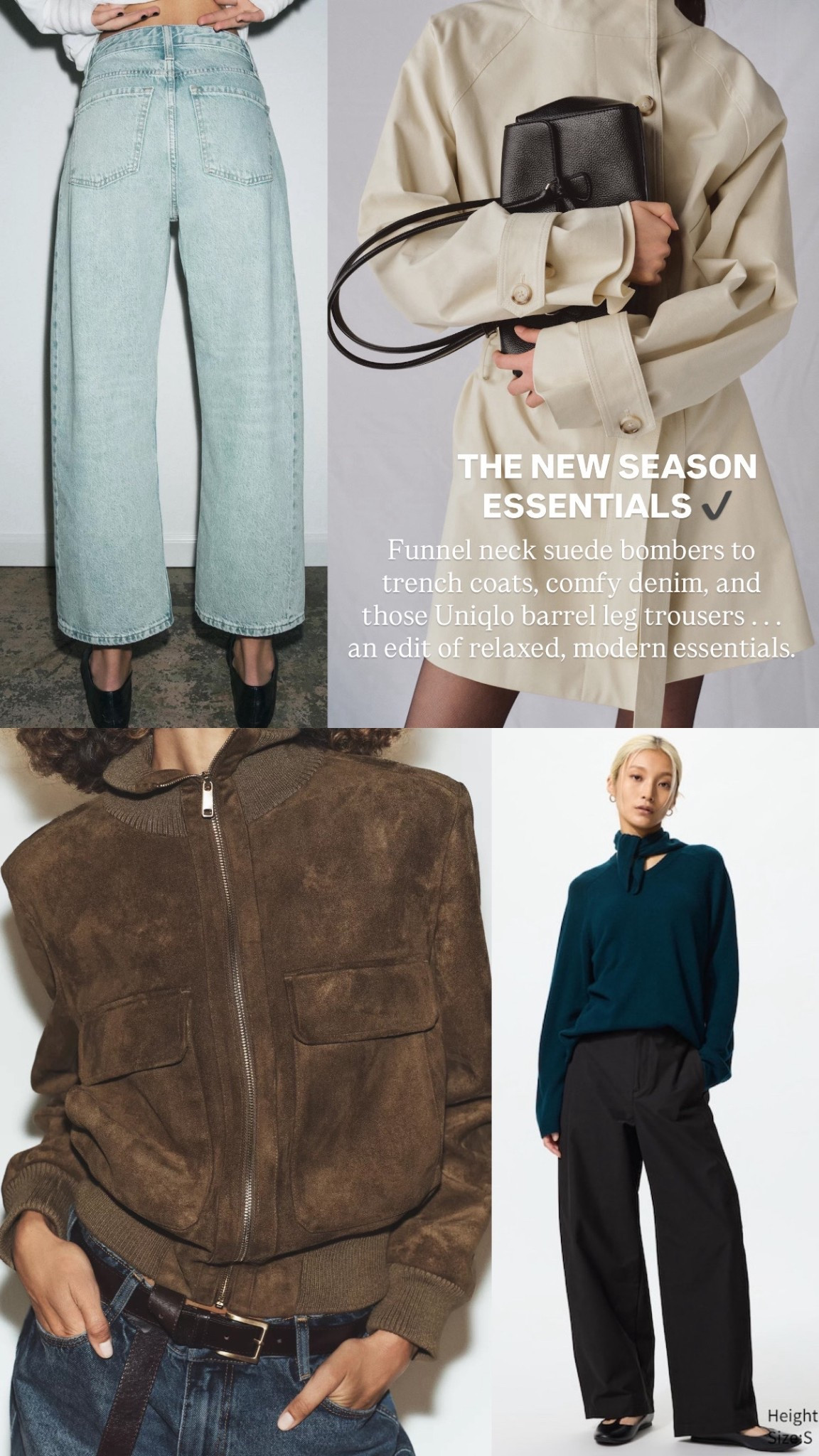 New season capsule wardrobe essentials

Trending Zara suede funnel neck jackets to elevated trench coats, everyday wide leg crop jeans and the viral Uniqlo barrel leg trousers - which I recommend getting in two leg lengths! 



#LTKFashionMonth #LTKspring #LTKuk