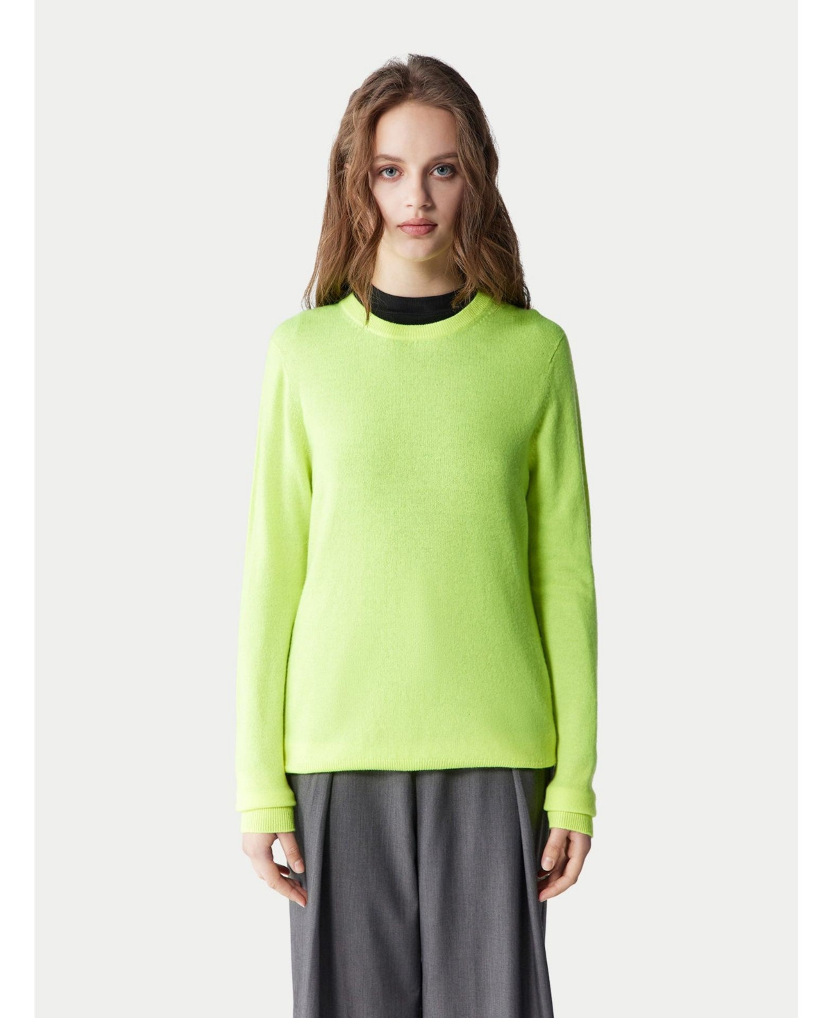 Gobi Cashmere Women's Essential Cashmere Crew Neck Sweater - Yellow-sunny lime | Macy's
