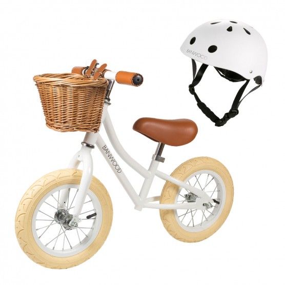 Banwood Bikes First Go! White Balance Bike with FREE Classic Helmet | The Tot