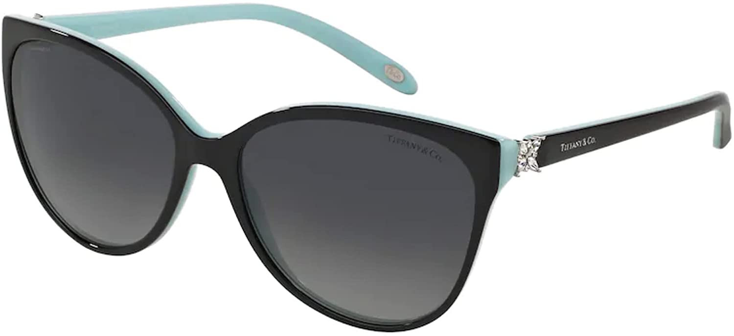 TIFFANY & CO. TF4089B - 8055T3 Sunglasses Black/ Turquoise Silver w/ Grey Gradient Polarized 58mm | Amazon (US)