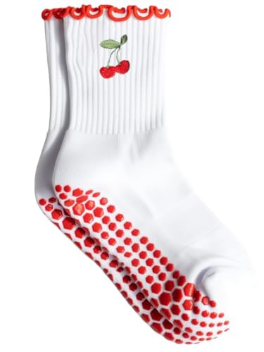 Axxnism Cute Pilates Grip Socks for Women Ruffle Yoga Socks Non Skid Crew Grippy Sock for Barre Workout | Amazon (US)
