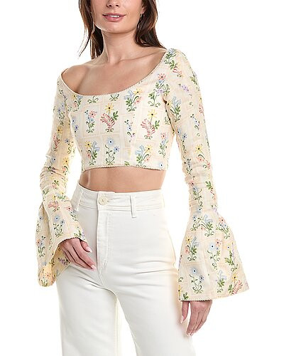 Agua by Agua Bendita Pradera Linen Crop Top | Gilt & Gilt City