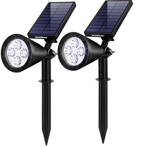 InnoGear Solar Lights Outdoor Waterproof Solar Garden Light for Outside Yard Landscape Lighting Pathway Spot Lights Spotlight Wall Light Auto On/Off, Pack of 2 (Cool White) | Amazon (US)