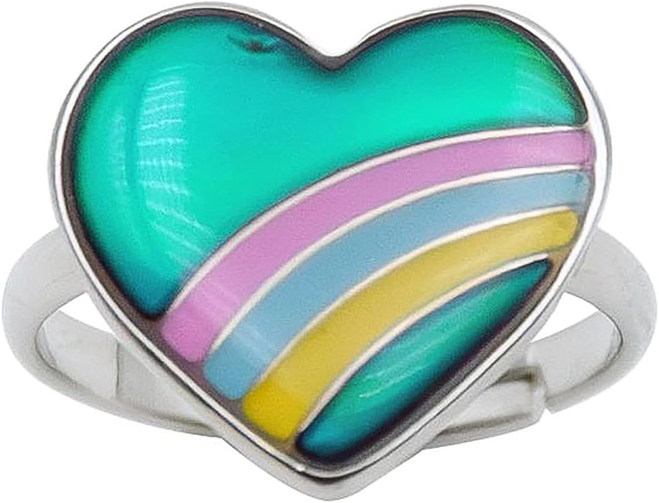 Cute Rainbow Heart Color Change Mood Ring For Girls Size Adjustable | Amazon (US)