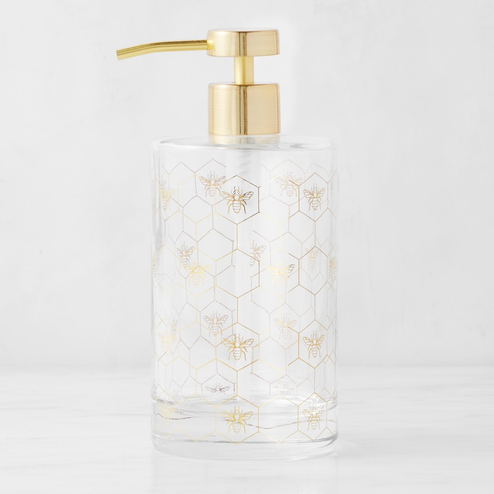 Williams Sonoma Honeycomb Bee Glass Soap Dispenser | Williams-Sonoma