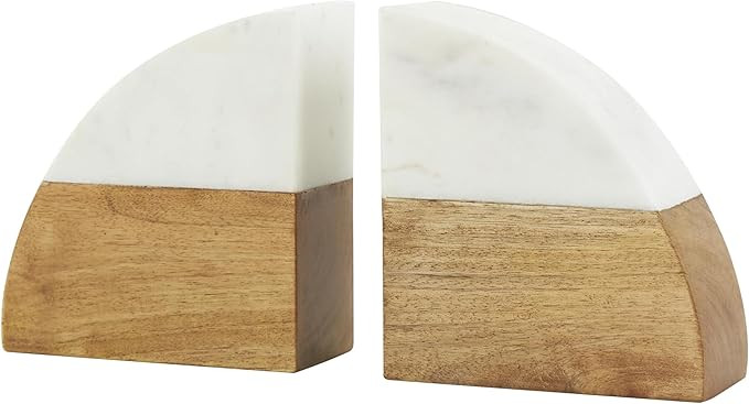 Deco 79 Marble Geometric Decorative Bookends Arched 5 lbs Non Skid Bookends with White Marble Top... | Amazon (US)