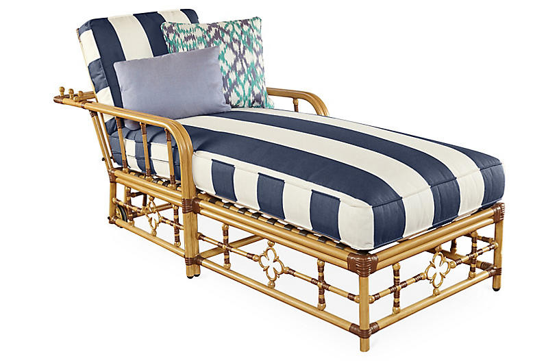 Mimi Chaise, Navy Stripe Sunbrella | One Kings Lane