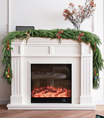 Christmas Norfolk Pine Garland Garlands - Real Touch Greenery Garland Norfolk Pine Garland Faux Greenery Fake Garland for Holiday, Fireplace, Mantle, Indoor Wedding Christmas Decor | Amazon (US)