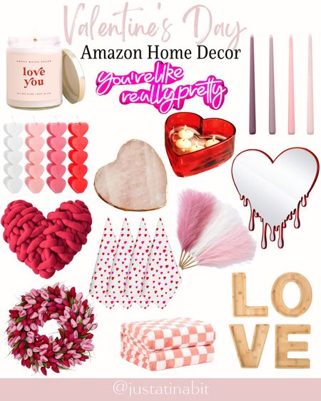 Valentine’s Day Home Decor - Vday - Pink - Red - Seasonal - Home Decorations - Hearts - Mantel - Living Room - Blanket - Pillows - Candles - Wall Decor - Amazon 

#LTKunder100 #LTKSeasonal #LTKhome