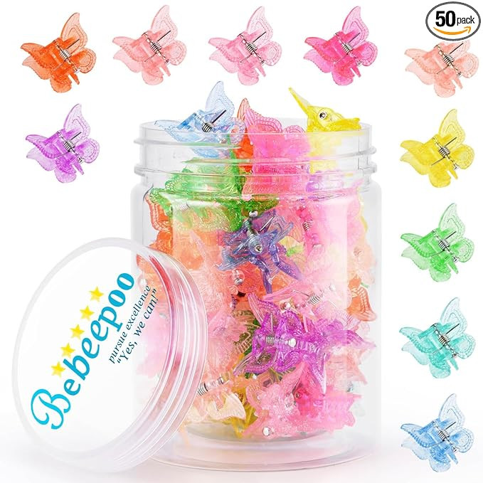 Mini Butterfly Hair Claw Clips, Glitter Hair Clips Claw,Small Hair Clips,Sparkly Colorful Hair Ac... | Amazon (US)