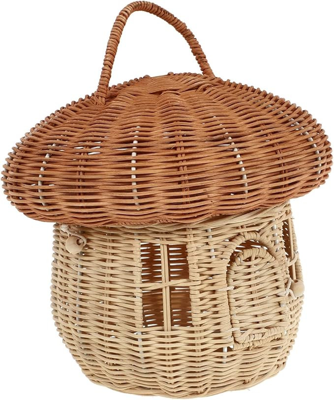 ARTIBETTER Rattan Storage Basket Mushroom Shape Decorative Woven Basket Fruit Basket Wall Hanging... | Amazon (US)
