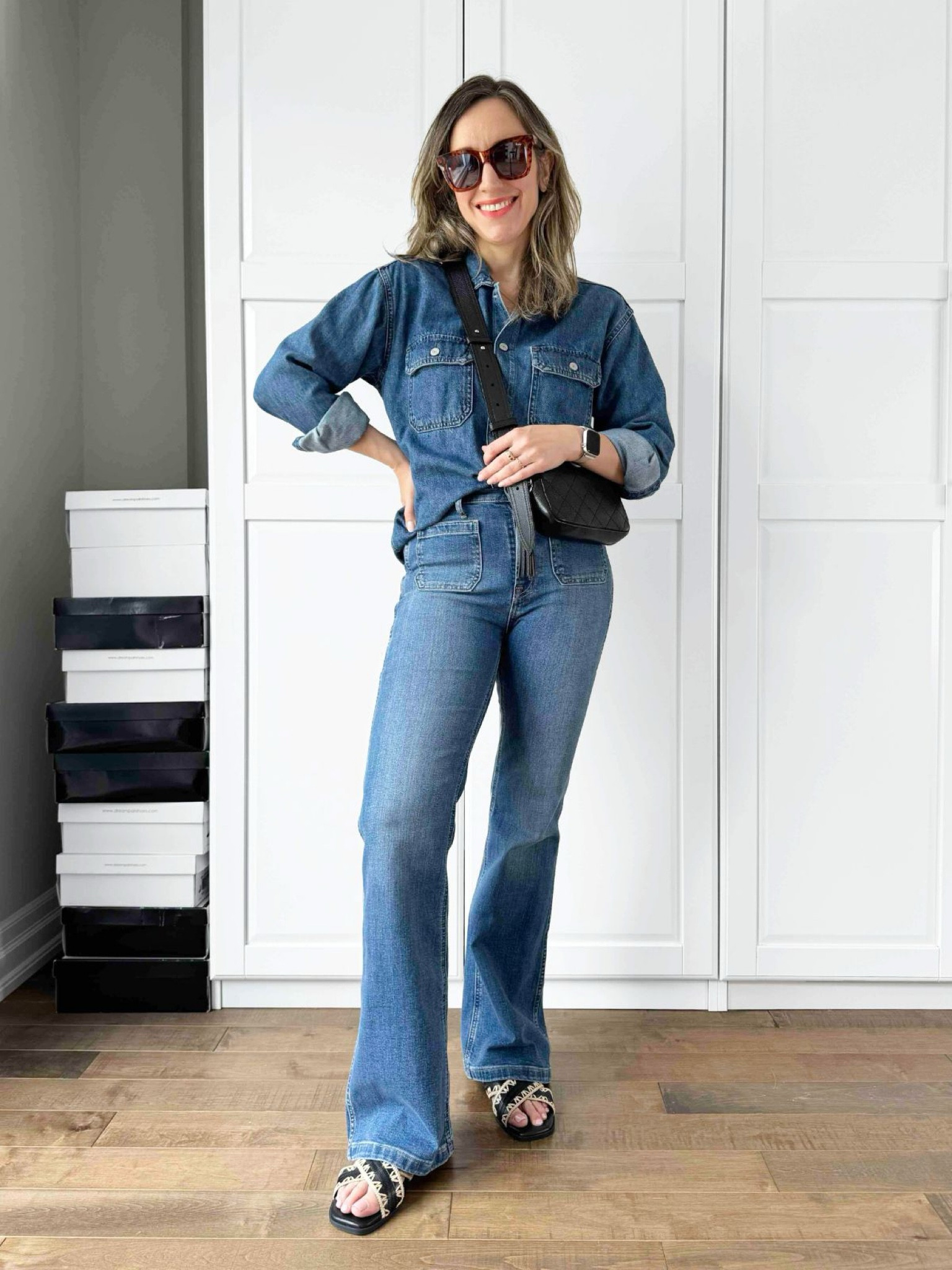 Denim on denim outfit 