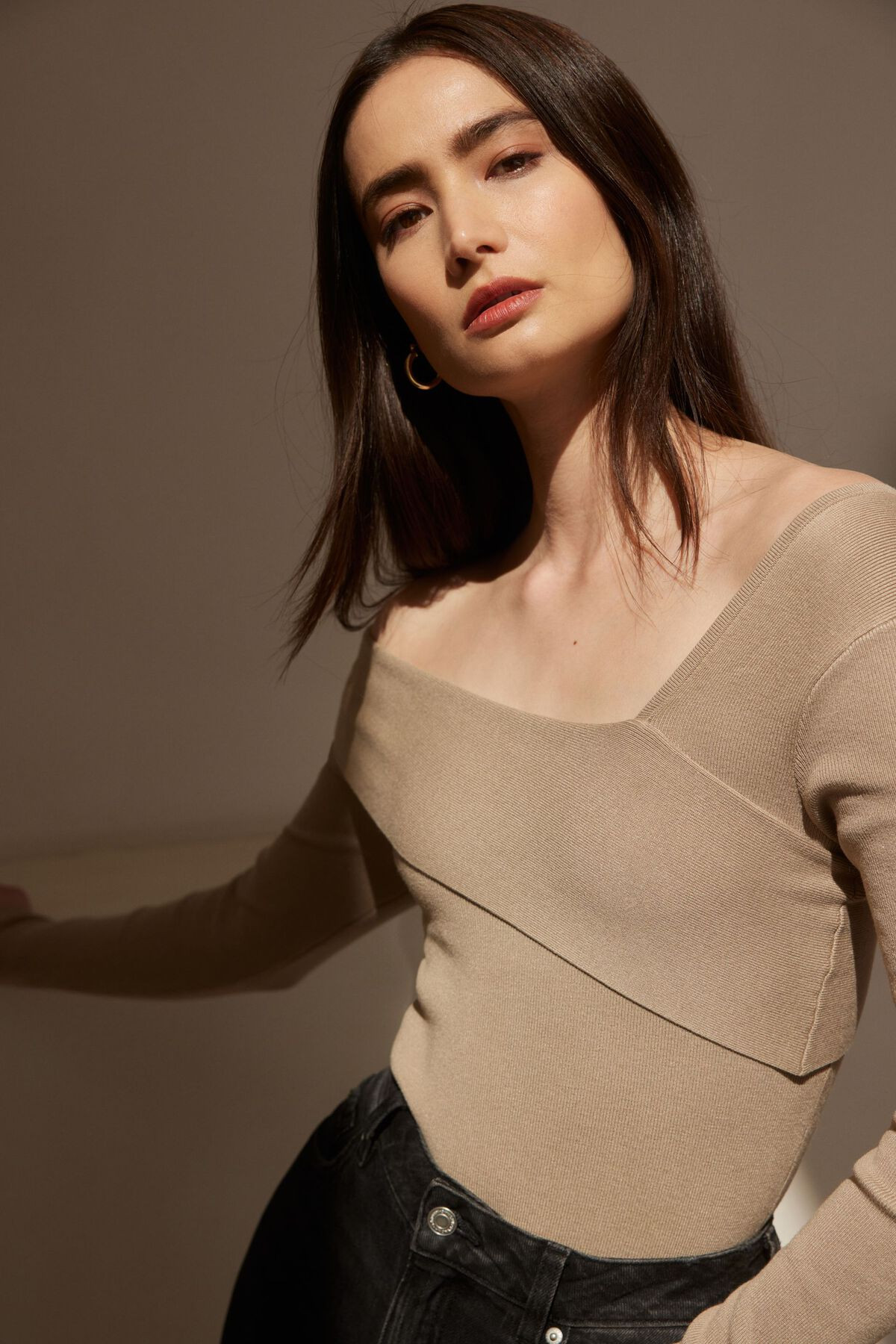 Off Shoulder Long Sleeve Sweater | Dynamite Clothing