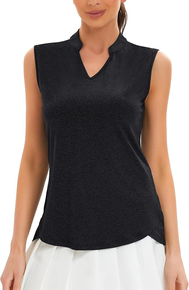 Womens Golf Shirt V Neck Sleeveless Polo Shirts Athletic Tennis Tank Tops Moisture Wicking Lightw... | Amazon (US)