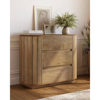 Ezlynn Light Brown 3-Drawers 35.43 in. Small Dresser Chest of Drawers with Simple Design for Bedroom | The Home Depot
