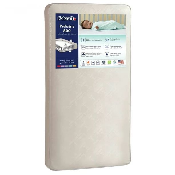 Kolcraft Pediatric 800 Extra Firm Ultra Deluxe, 80 Coil Crib and Toddler Mattress, White | Walmart (US)