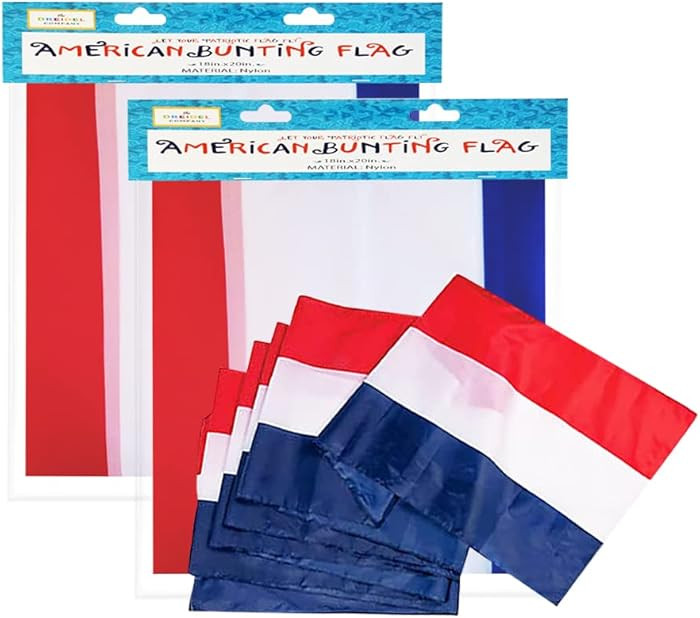 The Dreidel Company Large Patriotic US Flag Bunting Decorations 4th of July Large Red, White & Bl... | Amazon (US)