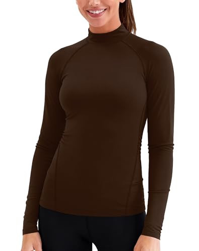 Zengjo Thermal Base Layer Women Mock Neck(Brown,XL) | Amazon (US)