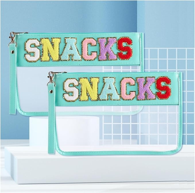 2 Pcs Snack Bags, Snack Bags for Travel,Clear Beach Pouch, Snack Bag for Car Letter Flat Pouch Wi... | Amazon (US)