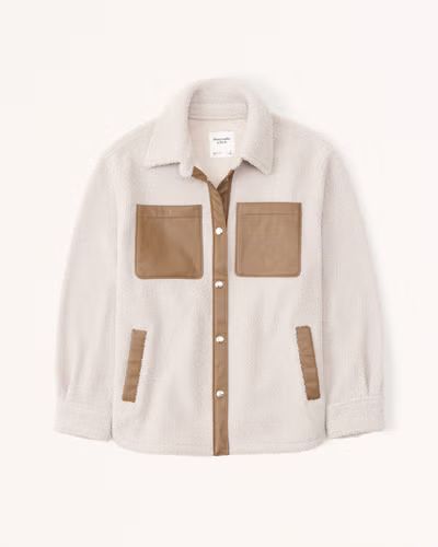 Elevated Trim Sherpa Shirt Jacket | Abercrombie & Fitch (US)