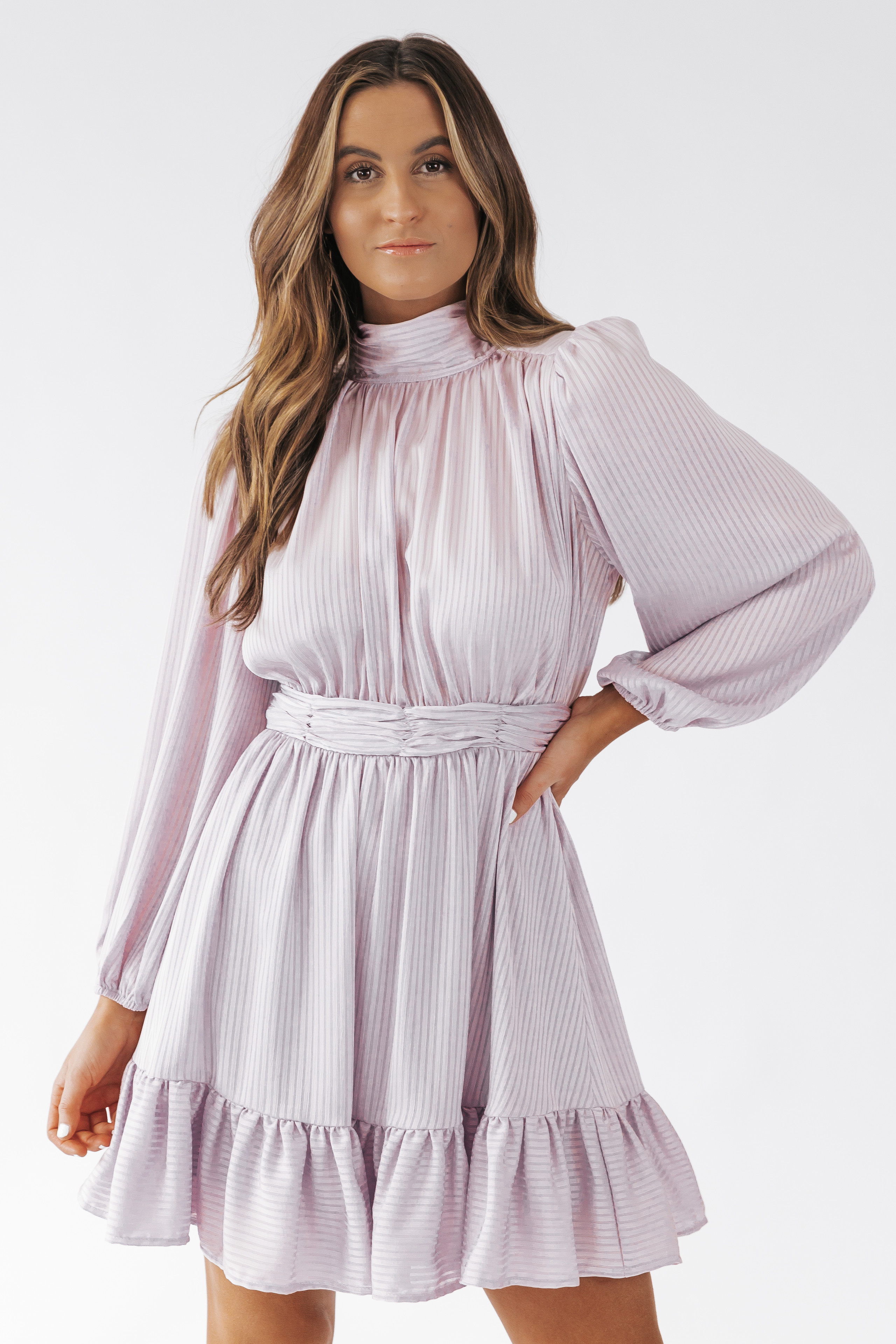 Lavender Long Sleeve Tiered Mini Dress | Magnolia Boutique