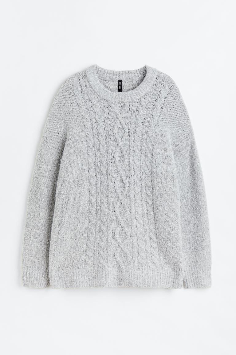 H&M+ Oversized Cable-knit Sweater - Light gray melange - Ladies | H&M US | H&M (US + CA)