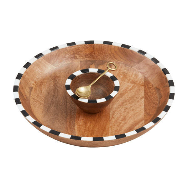 Checkered Wood Chip & Dip Set | Mud Pie
