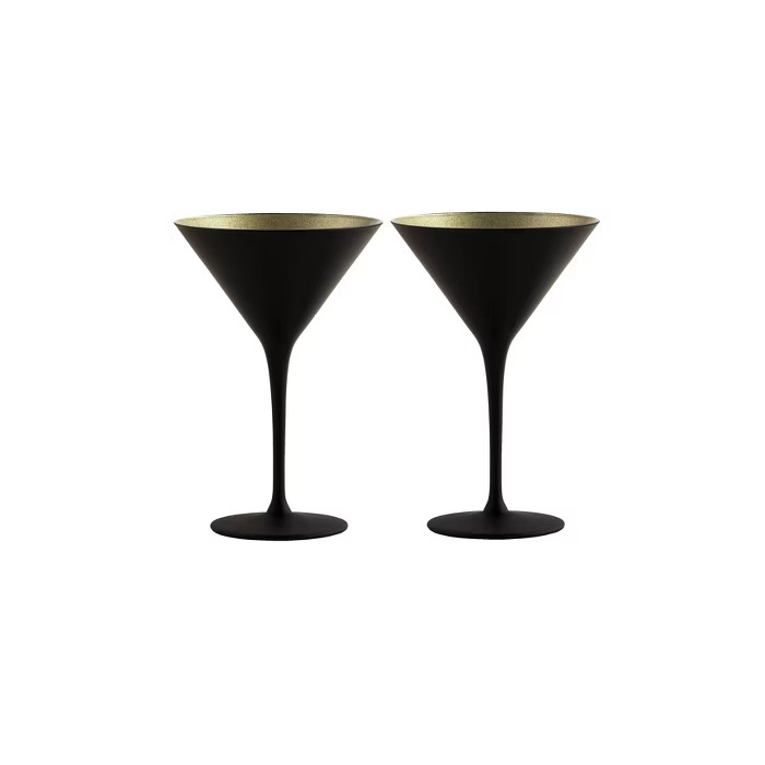 8oz 2pk Crystal Olympia Martini Glasses Black/Gold - Stoelzle | Target