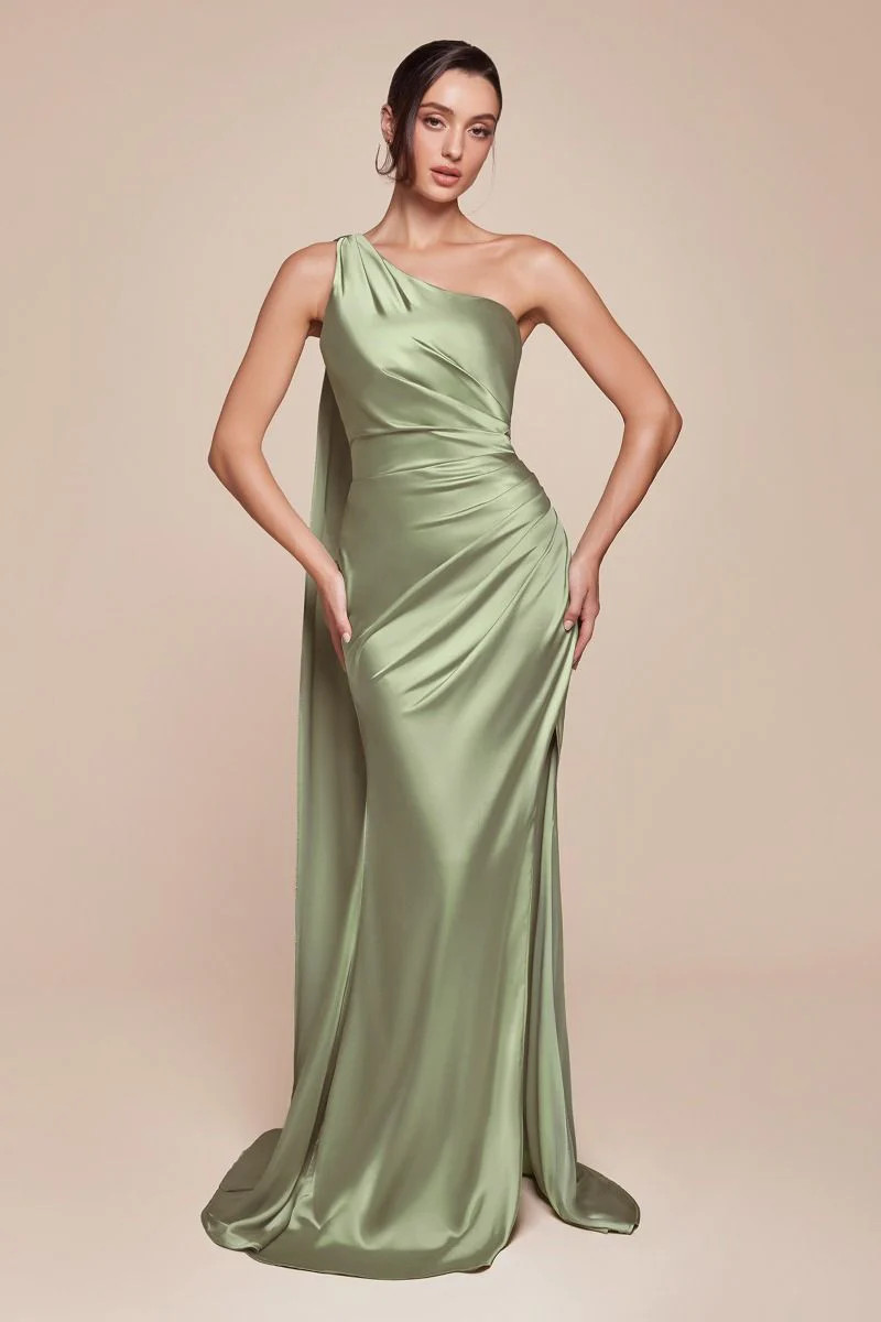 BRYCE GOWN - ONE SHOULDER LUXE SATIN DRESS | Lady Black Tie