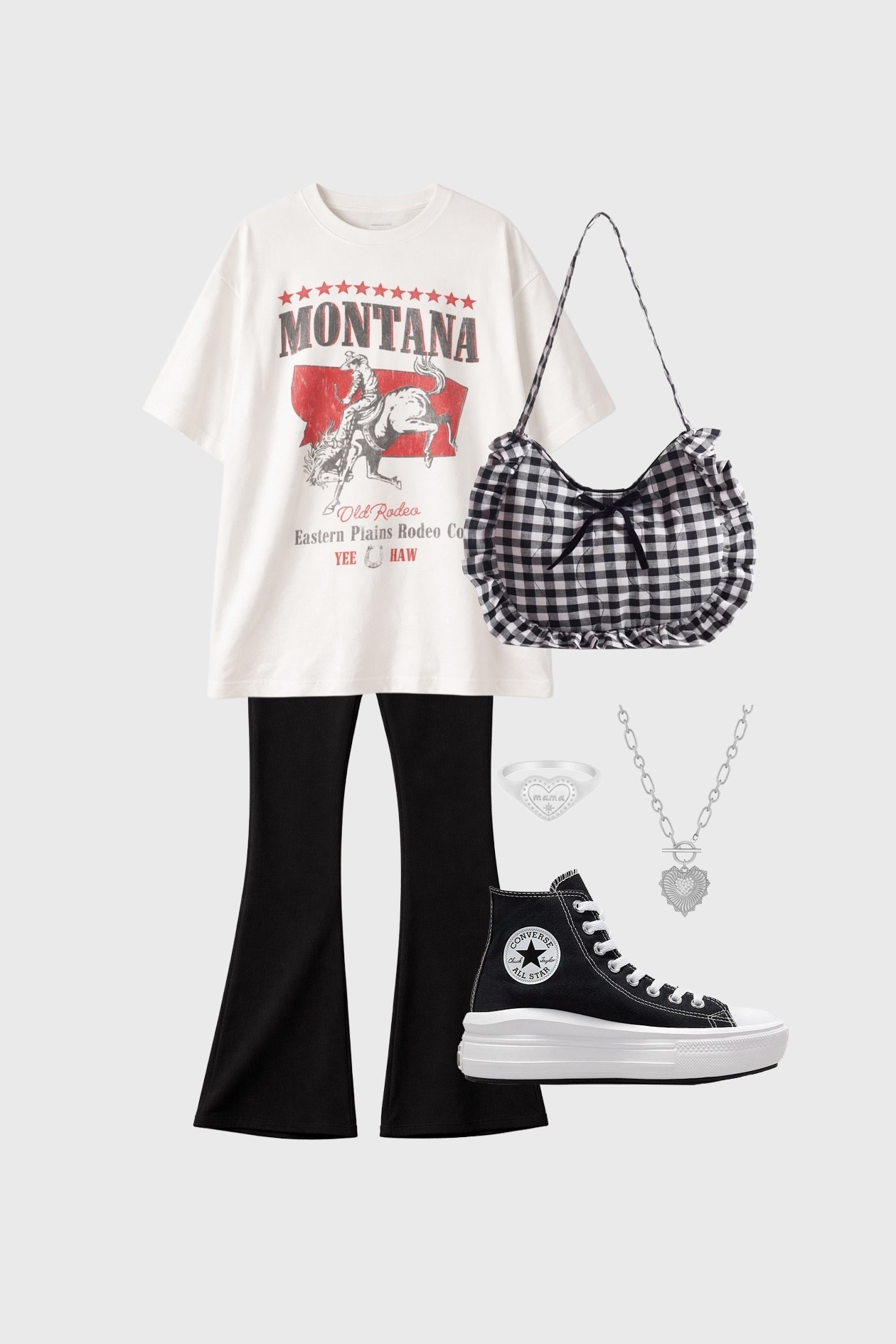 Spring outfits spring fashion spring outfit ideas gingham oversized T-shirt converse kick flares 

#LTKspring #LTKuk