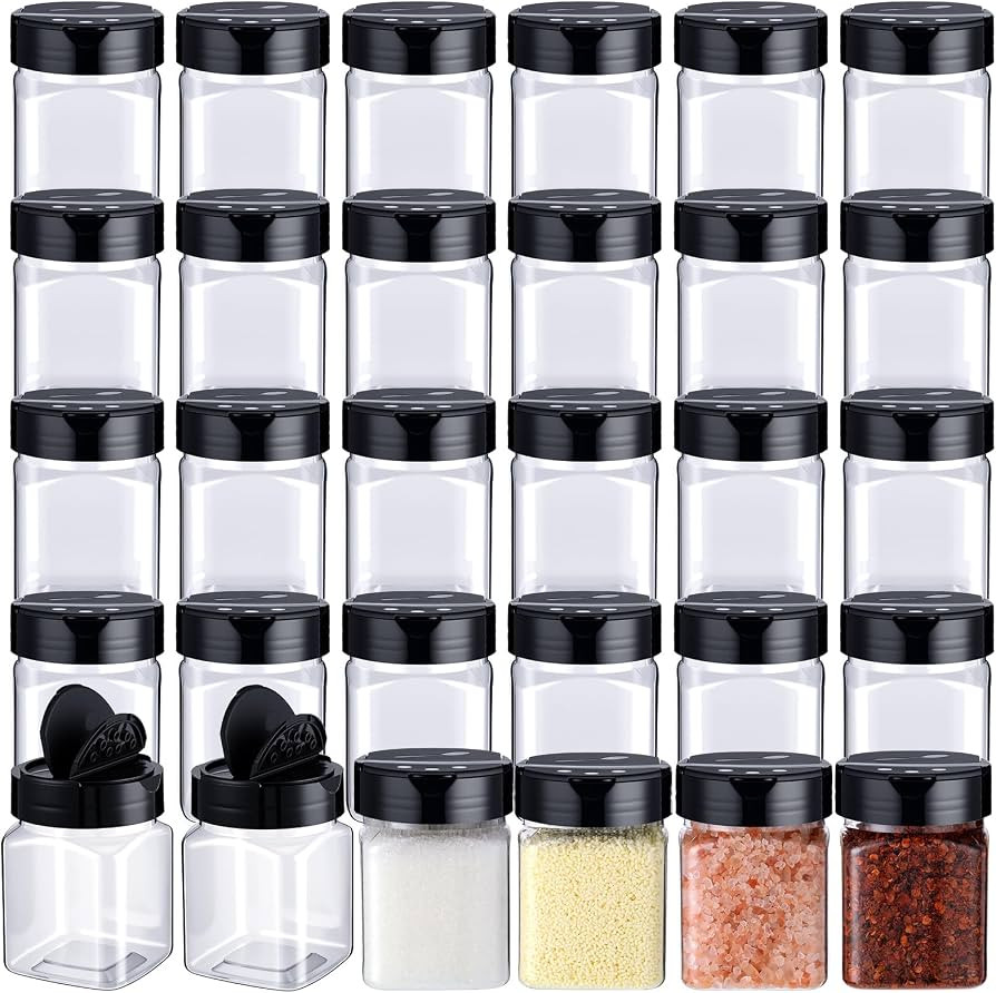 6.1 oz 30 Pack Plastic Spice Jars with Shaker Lids Clear Seasoning Containers Spice Bottles for K... | Amazon (US)