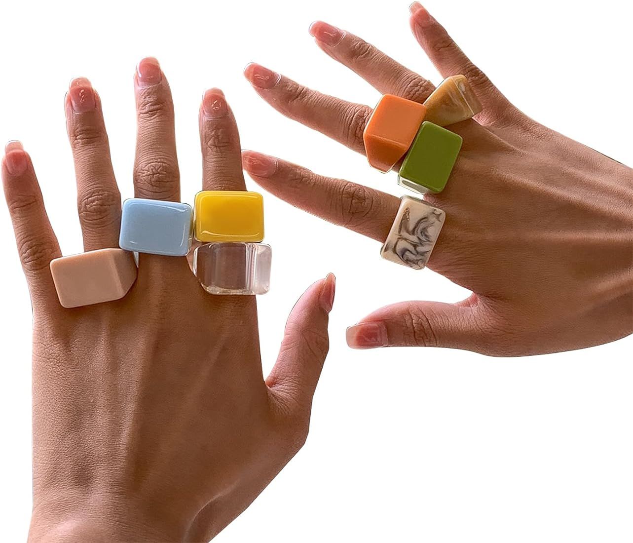 Exaggerated Multicolor Resin Chunky Rings - Colorful Chunky Stackable Joint Ring Perfect for Fash... | Amazon (US)