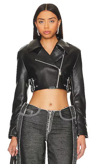 Simone Faux Leather Jacket in Black | Revolve Clothing (Global)