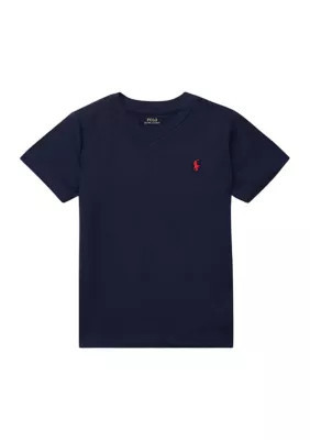Ralph Lauren Childrenswear Boys 4-7 Cotton Jersey V-Neck T-Shirt, Navy Blue | Belk