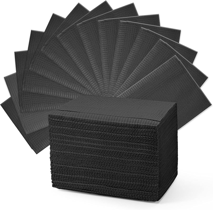 Annhua Black Dental Bibs Waterproof Patient Disposable Bib 13" x 18", Polyback Towel 3 Ply Tissue... | Amazon (US)