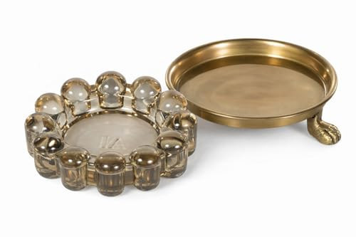 Alice Lane Amber Bubble Candle Dish & Round Clawfoot Dish Set – Decorative Glass Candle Holder with Elevated Gold Clawfoot Dish for Candles, Jewelry, and Coffee Table | Amazon (US)