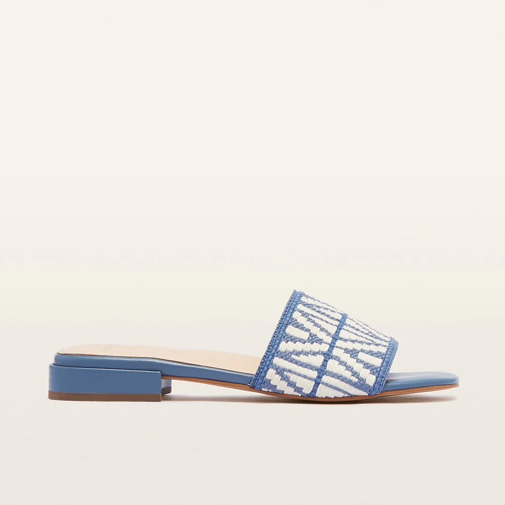 Aniston Blue Weave Textile Slide | FRANKIE4 | FRANKIE4